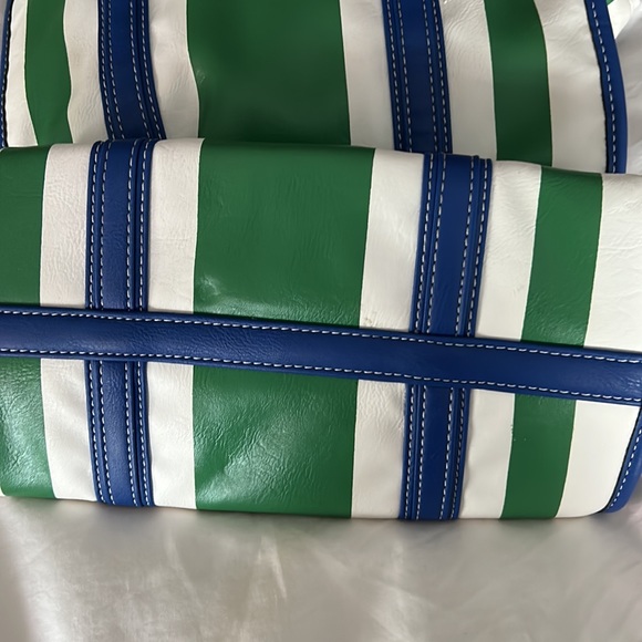 Blue, green and white shoulder bag. - Picture 3 of 5